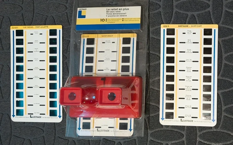 Visionneuse Stéréoscope Lestrade + 3 cartes de vues de Bretagne